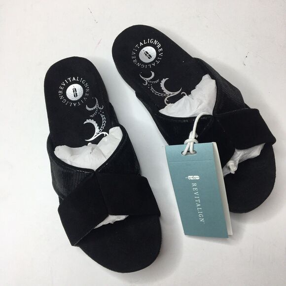 REVITALIGN Dragonfly Black Suede Sandal Women’s Size 6 - Picture 1 of 6